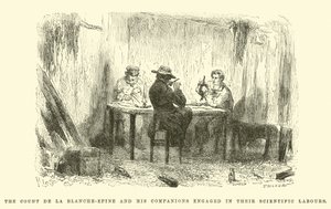 Le Comte de la Blanche-Épine et ses compagnons engagés dans leurs travaux scientifiques - Edouard Riou